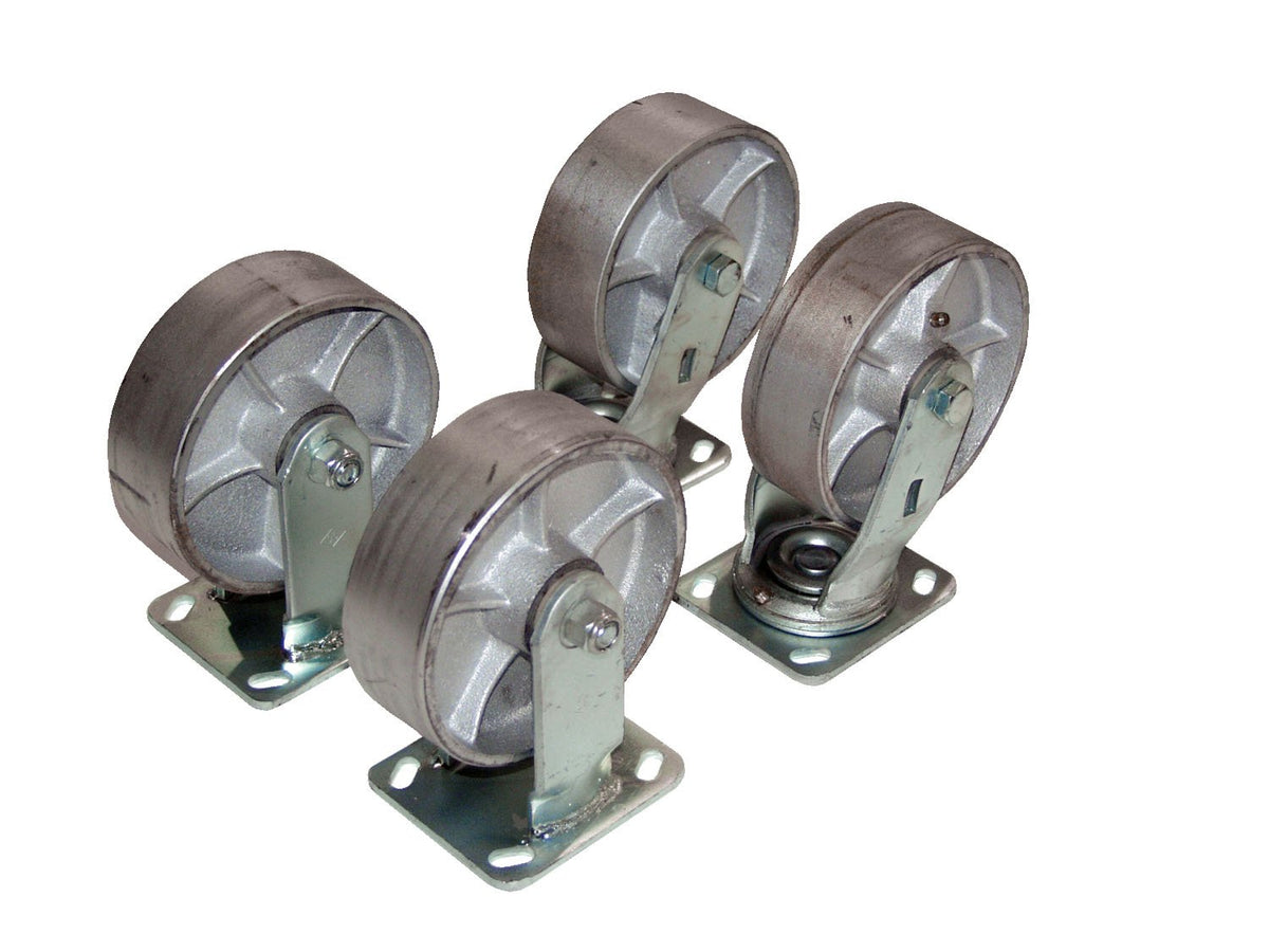 HOP-SC8-2 Semi-Steel Plate Caster Set for Self-Dumping Hopper by Vestil – 18"L x 2"W x 11"H, Steel, White, Model D-CK4-SC8-2