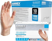 AMMEX Vinyl Gloves Disposable 4 mil Clear Plastic Exam Grade and Food Safe
