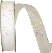 Reliant Ribbon 25740-089-03J Glitter Mono Sheer Ribbon, 5/8 Inch X 25 Yards, Iridescent