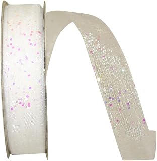 Reliant Ribbon 25740-089-03J Glitter Mono Sheer Ribbon, 5/8 Inch X 25 Yards, Iridescent