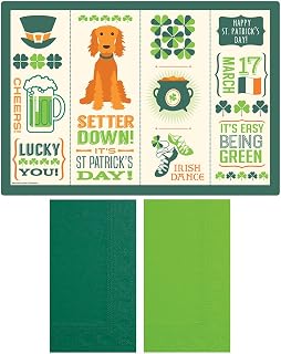 Hoffmaster 856782 St. Patrick's Day Placemat and Napkin Combo Pack, Disposable, (Each case has 250 Placemats, and 250 Napkins) (Pack of 500)
