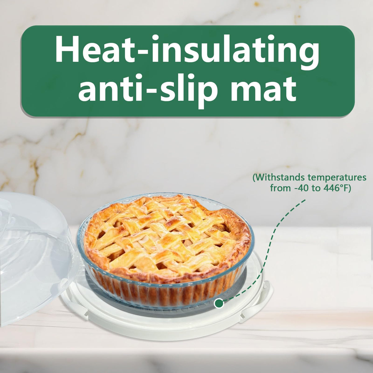 Tmrioplep Pie Carrier Set with Lids and Handles, 12 Inch, Green