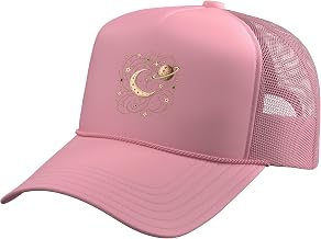 Retro Mars Moon Stars Vintage Celestial Space Astronomy Trucker Hat with Adjustable Mesh Back