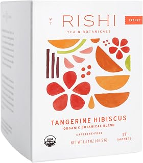 Rishi Tea Tangerine Hibiscus Organic Herbal Tea Bags, Caffeine Free, 15ct