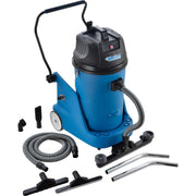 Wet Dry Squeegee Vacuum with On-board Tool Storage by Global Industrial – 23.6"W x 41.3"H, 18.0 gallons, Plastic, Blue, Model 641415