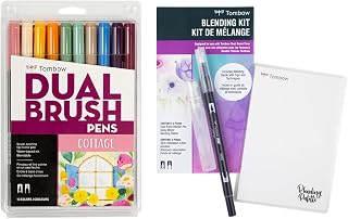 Tombow Art Marker Collection: Cottage 10 Piece Dual Brush Pen Set with Blending Palette Kit