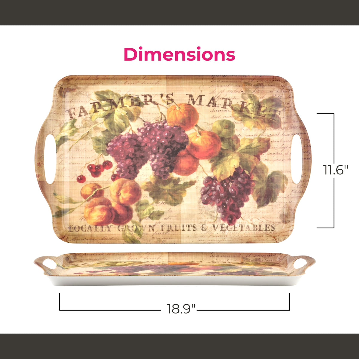 Pimpernel Melamine Serving Tray, Rectangular 19 x 12 Inch, Multicolored Thanksgiving