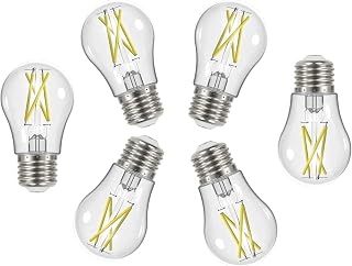 Satco S12406 Vintage Dimmable LED Filament Bulbs High Lumens 8.2 Watt 120 Volt A15 Soft White Light 3000K (6 LED Light Bulbs)