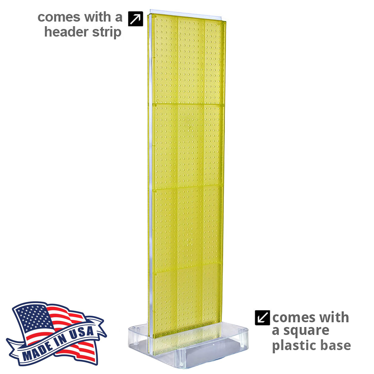 700770-YEL-6B50 TWO-SIDED PEGBOARD FLOOR DISPLAY NON- REVOLVING ROUND STUDIO BASE. PANEL SIZE: 16" W X 60" H by Azar Displays – X-Large, Plastic, Black, Model 700770-YEL-6C50