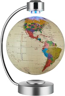 8" Magnetic Levitating Floating Globe with Touch Control LED | Mag Lev Earth Globe, Rotating Levitation Spinning Globes for Adults Decorative Ornaments, Business, Holiday Gifts White