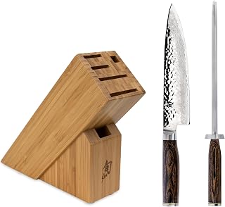 Shun Premier 3 Piece Build-A-Block Set | Includes 8" Chef's Knife, Honing Steel & Block, VG-MAX Core, Damascus Stainless Steel Cladding, Pakkawood Handle