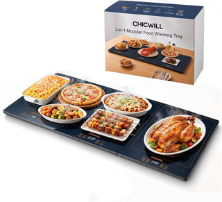 Chicwill Electric Warming Tray, 36 x 16 Inch Modular Design, Ink Blue