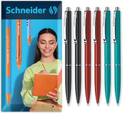 Schneider K15 Ballpoint Pen Medium Refillable, Multicolour, 6 Pack | Refillable, Waterproof ISO-Certified Ink, Durable Metal Clip, Slim Design for Office, Home, Work Use