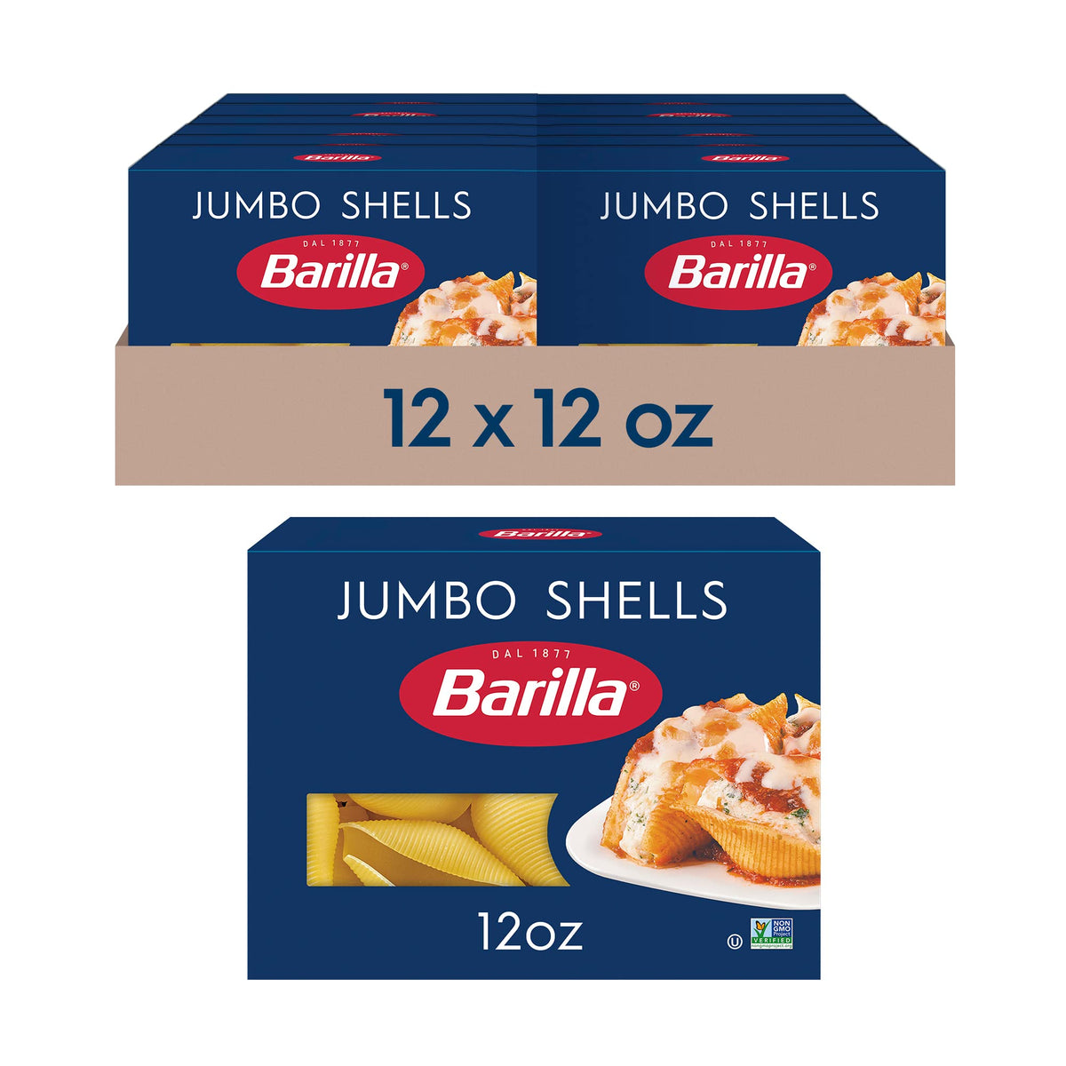 Barilla Wheat / 12 Ounce (Pack of 12) / Jumbo Shells Pasta, 12 oz Boxes (Pack of 12) Pasta & Noodles
