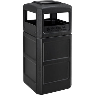 Square Plastic Waste Receptacle – 42.0 gallons, Plastic, Black, Model 641540BK