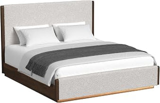 Picket House Furnishings Perth King UPH Bed with Boucle Beige and LED in Brown