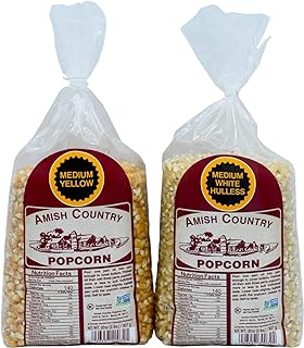 Amish Country Popcorn 2-2 lb Bags | 2 lb Medium White and 2 lb Medium Yellow Popcorn Kernels Variety Bundle | Old Fashioned, Non-GMO and Gluten Free