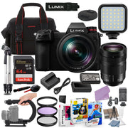 Lumix S1 Mirrorless Camera with 24-105mm Lens Bundle + Accessory Package with 64GB Memory by Panasonic – Black, Pack of 40, Model BH52-S124105-71626