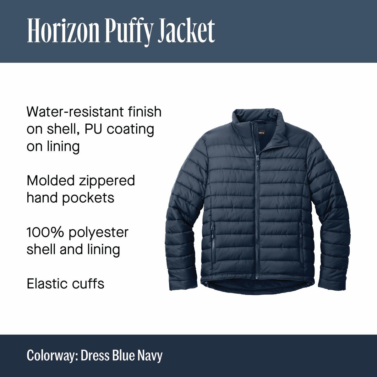 Men's Horizon Puffy Insulated Winter Jacket by Port Authority – XX-Large, Deep Black, Model J364
