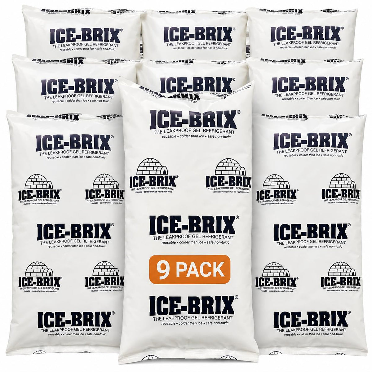 BOX USA 9-Pack Large 10x6 / White / Classic Cold Packs
