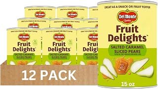 Del Monte Fruit Delights Sliced Pears with Salted Caramel in Extra Light Syrup, 15 oz. Cans, 12 Pack