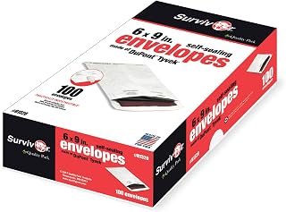 Quality Park Survivor Shipping Envelopes, 6" x 9", Made with Strong, Lightweight DuPont Tyvek Material, Flap-Stik Peel and Seal Closure, 100/Box (QUAR1320), White