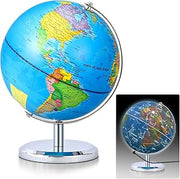 12 Inch Large World Globe With Metal Stand for Adults and Children | 360° Waterproof Writable Desktop Geographic Globe With Led Light, Educational Globes for Classroom [No Assembly Required]