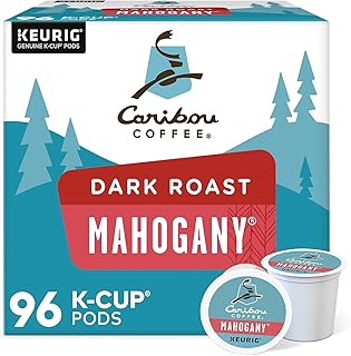 Caribou Coffee Mahogany, Single-Serve Keurig K-Cup Pods, Dark Roast Coffee, 96 Count