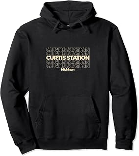 Vintage Curtis Station, Mississippi Repeating Text Pullover Hoodie