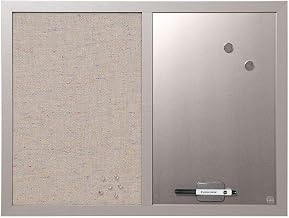 MasterVision Combination Board, 18" x 24", Dry Erase Magnetic Board & Grey Fabric Bulletin Board Combo, Grey MDF Frame Small