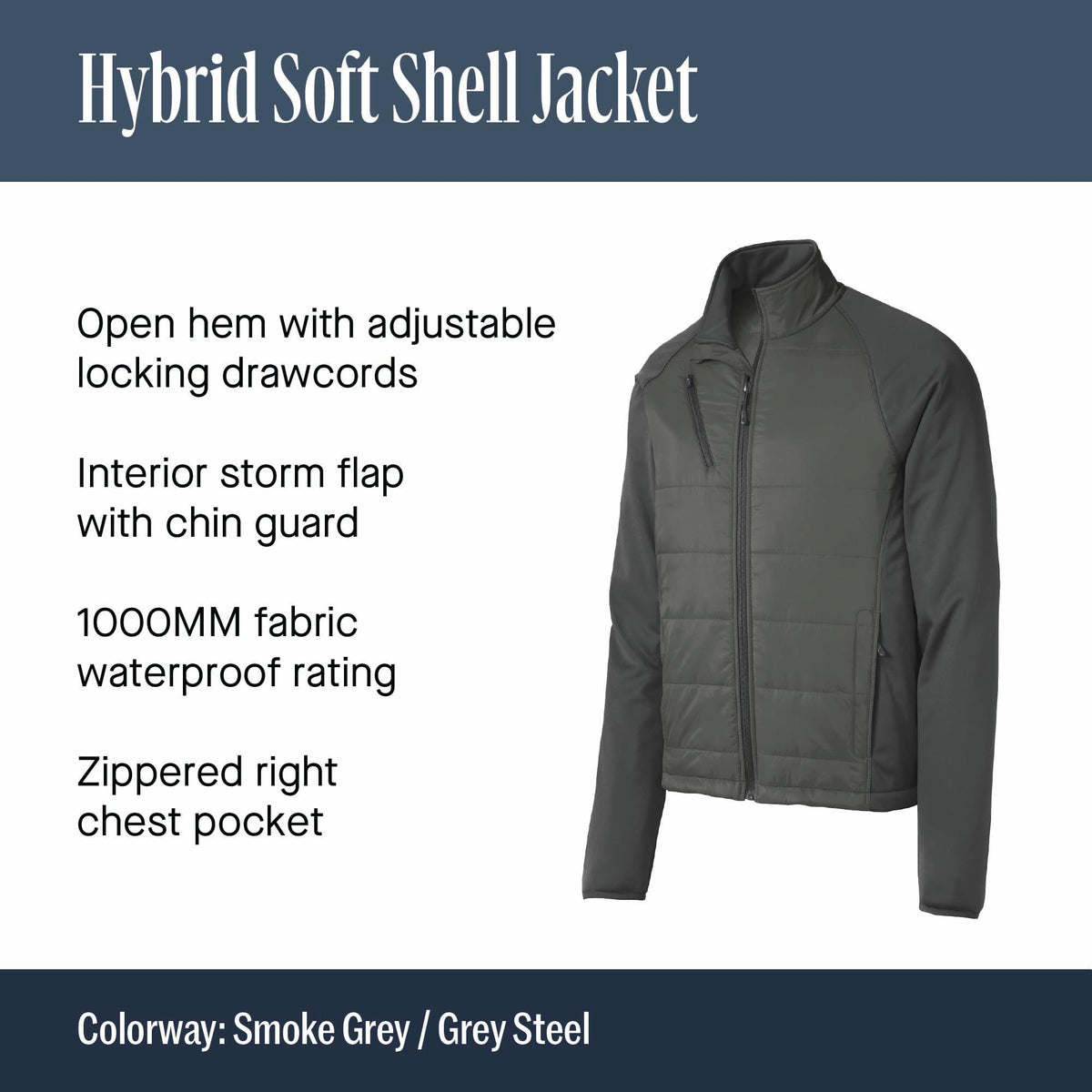 Hybrid Soft Shell Jacket by Port Authority – Large, Nylon, Deep Black, Model 1109894