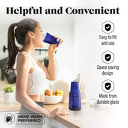 Bedside Water Carafe With Tumbler - Navy by American Atelier – 11" H x 4" L x 4" W, 32.0 fluid_ounces, Glass, Navy, Pack of 2