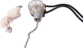 Gardner Bender GSW-31 Electrical Pull Chain Switch, SPST, ON-OFF, 6 A/125V AC, 6 inch Wire Terminal, Nickel