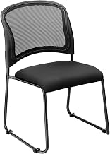 Global Industrial Mesh Stacking Chair, Fabric, Black, Armless, Mid Back, Lot of 4