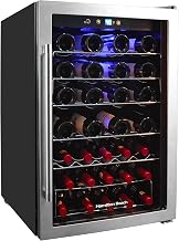 Hamilton Beach HBWF4303, 43-Bottle Wine Cooler Fridge Cellar with Curved Wire Shelves, Digital Control, Mirror Finish