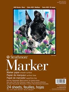 Strathmore 400 Series Glue Bound Marker Paper Pad, 9 X 12 inches, 50.5 lb., White, 24 Sheets (497-9)