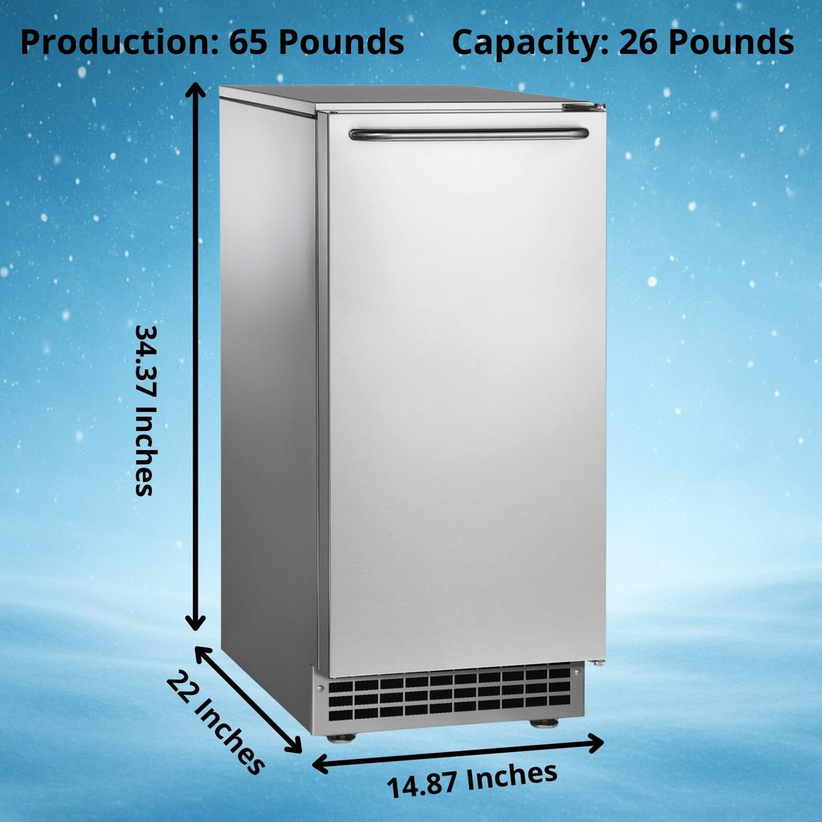 CU50GA Undercounter Ice Maker by Scotsman – Without Filtration, 26.0 pounds, Stainless Steel, Silver, Model CU50GA-1A