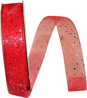 Reliant Ribbon Glitter Mono Sheer Ribbon, 5/8 Inch X 25 Yards, Watermelon