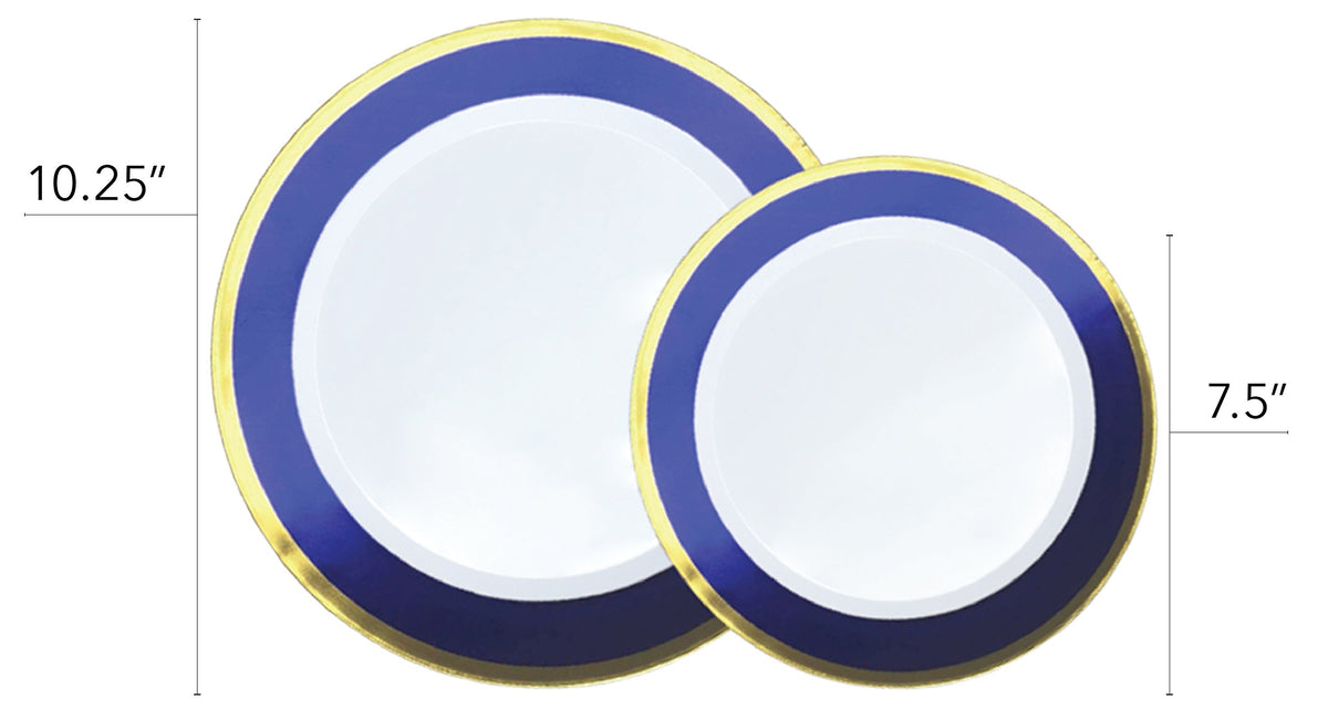 Stock Your Home Blue & Gold Plates / 50-Piece / Formal Plates