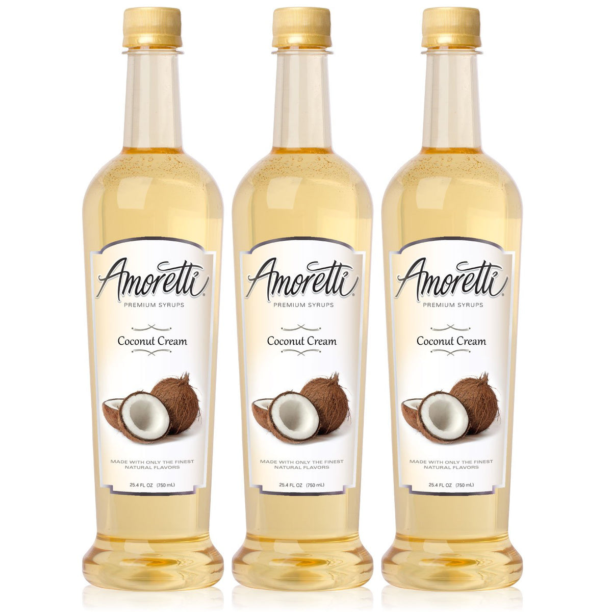 Premium Coconut Cream Syrup 750ml 3 Pack by Amoretti – 25.4 Fl Oz (Pack of 3), Pack of 3