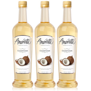 Premium Coconut Cream Syrup 750ml 3 Pack by Amoretti – 25.4 Fl Oz (Pack of 3), Pack of 3