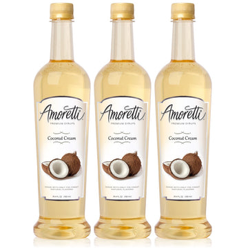 Premium Coconut Cream Syrup 750ml 3 Pack by Amoretti – 25.4 Fl Oz (Pack of 3), Pack of 3