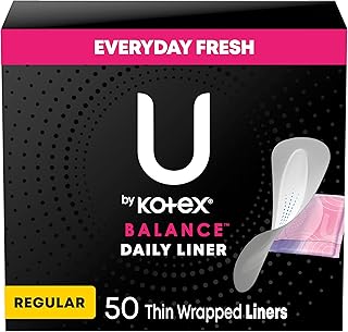 U by Kotex Balance Daily Panty Liners, Wrapped, Light Absorbency, Regular Length, 50 Count (Packaging May Vary)