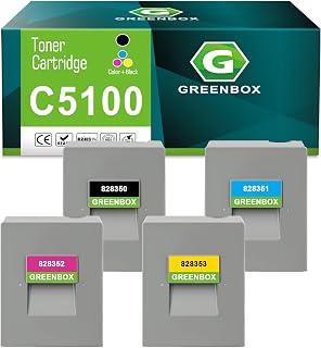 GREENBOX C5100 Toner Cartridges 828350 828351 828352 828353, 4 Pack B/C/M/Y | Replacement for Ricoh Pro C5100S C5110S C5100 C5110 Series Printers, 35,000 Pages High Yield, Multicoloured