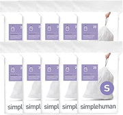 simplehuman Code S 200 Count Custom Fit Liners, Drawstring Kitchen Trash Bags, One-by-One Mess-Free Dispense, Extra Thick & Double Seamed, 50% PCR Plastic, 16 Liter / 4.2 Gallon, White