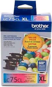 Brother LC753PKS XL High Yield 3 Pack - 1 Each LC75C, LC75M, LC75Y Ink, Yellow/Cyan/Magenta