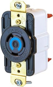 Hubbell Locking Receptacle, L6-20R, 20 A, 250V AC, Single Phase, 2 Pole, Flush Mount, Black - 1 Each