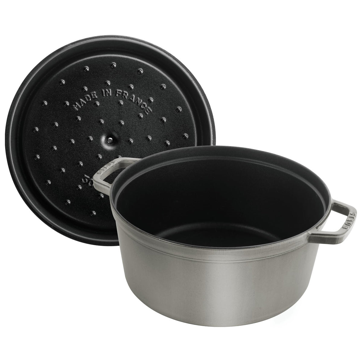 Cast Iron Round Dutch Oven by STAUB – 4-qt Round, 3.9 quarts, Cast Iron, Graphite Grey, Model 40500-246