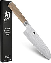Shun Classic Blonde 7" Santoku Knife | Handcrafted Japanese All Purpose Knife, VG-MAX Core, Damascus Stainless Steel Cladding, Pakkawood Handle