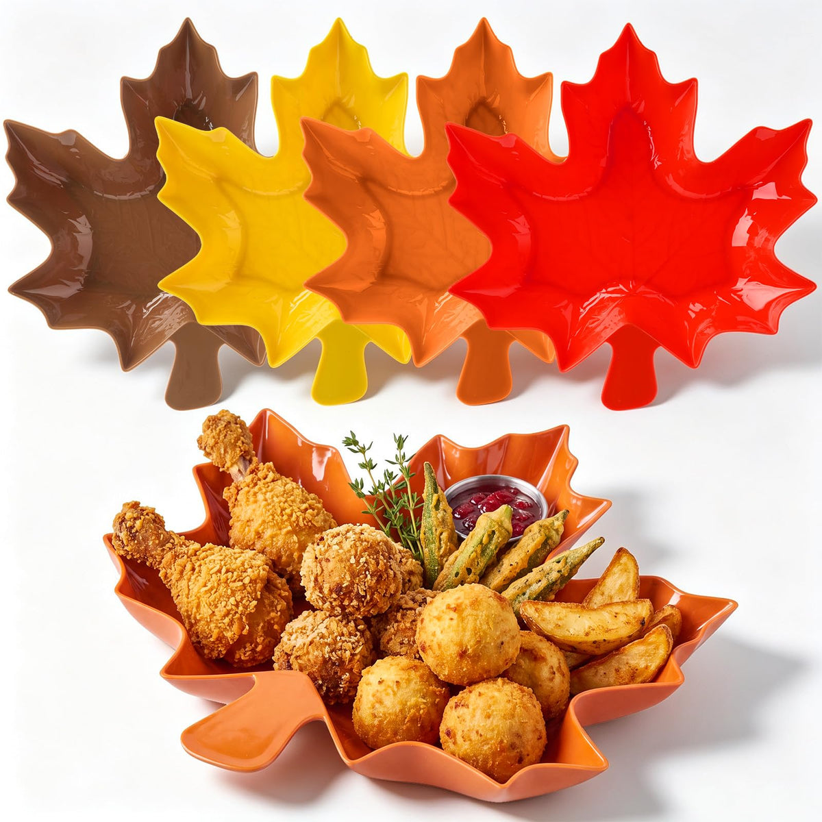 Wiwiqing Maple Leaf Serving Tray, 11.4 x 11 Inch, Set of 4